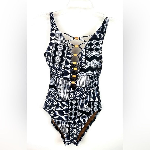 Bleu Rod Beattie Women’s Navy Multicolored One Piece Swimsuit Size 4 - Picture 1 of 3